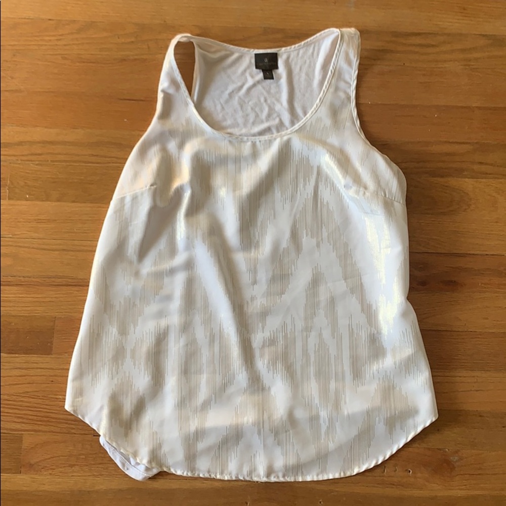 White Tank Top with Gold Design